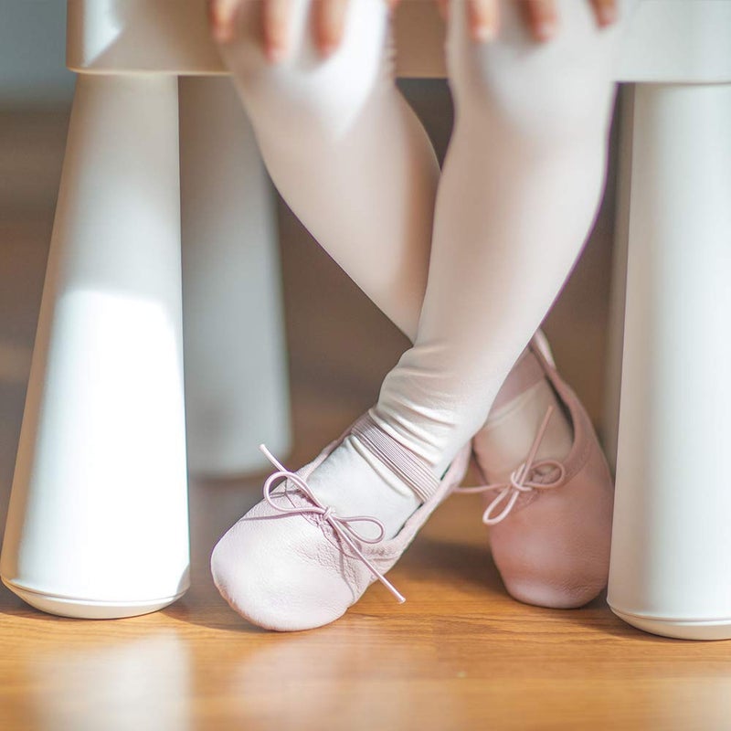Stelle Ballet Shoes for Girls Toddler Genuine Leather Ballet Dance Slippers for Toddler/Little/Big Kids/Boys(11ML, Pink,with Tie) - Image 5